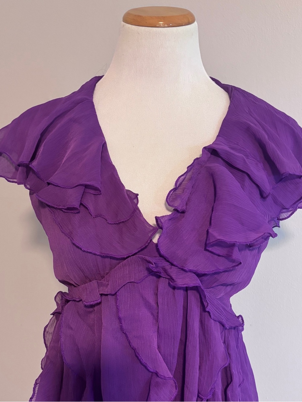 ASOS Purple Ruffle V-Neck Mini Dress - Picture 3 of 5